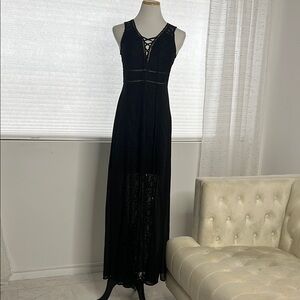 Black lace and sheer boutique Elegant Black Lace Maxi Dress M